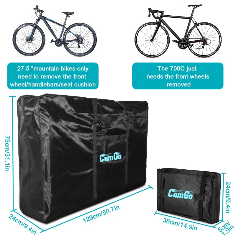 CamGo Folding Bike Travel Bag Bicycle Carrier Case Outdoors Cycling Carrying Transport Bag for 26inch Bikes (Black, 26 inch) - Image 3